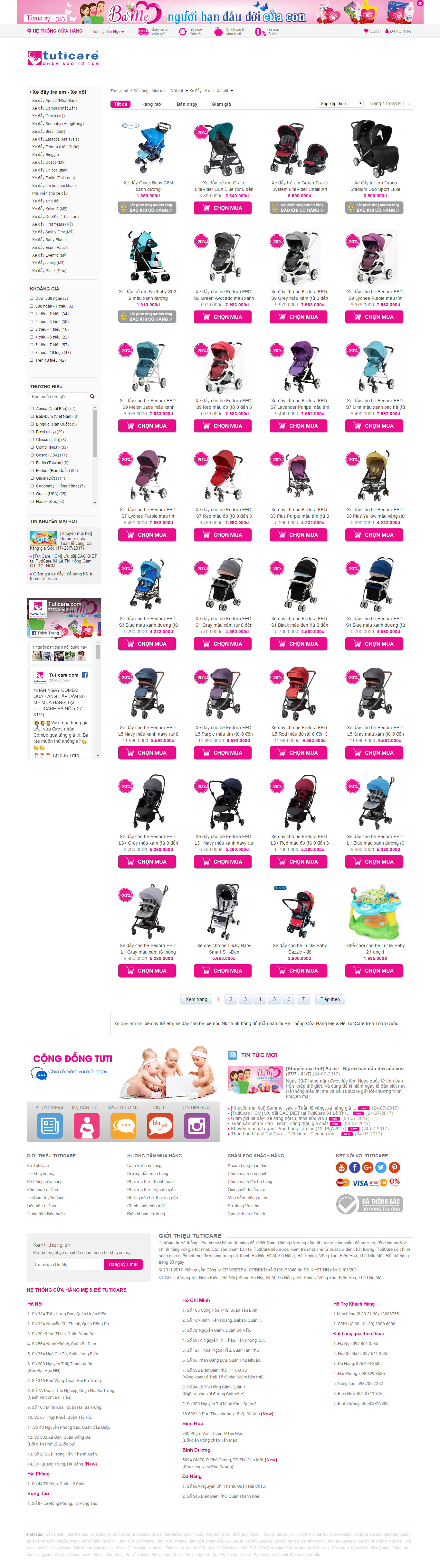Thiết kế website xe đẩy cho bé của cửa hàng Mẹ & Bé Tuti Care